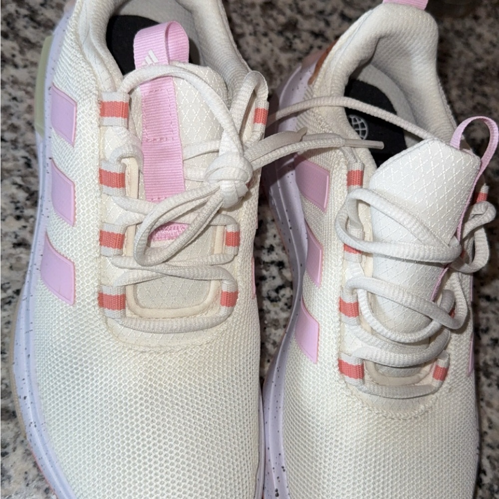 adidas Women's Cream and Pink Sneakers